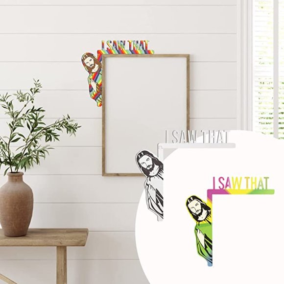 Door Frame Jesus I Saw That, Creative Funny Door Corner Hanger, Home Decor - Picture 4 of 7